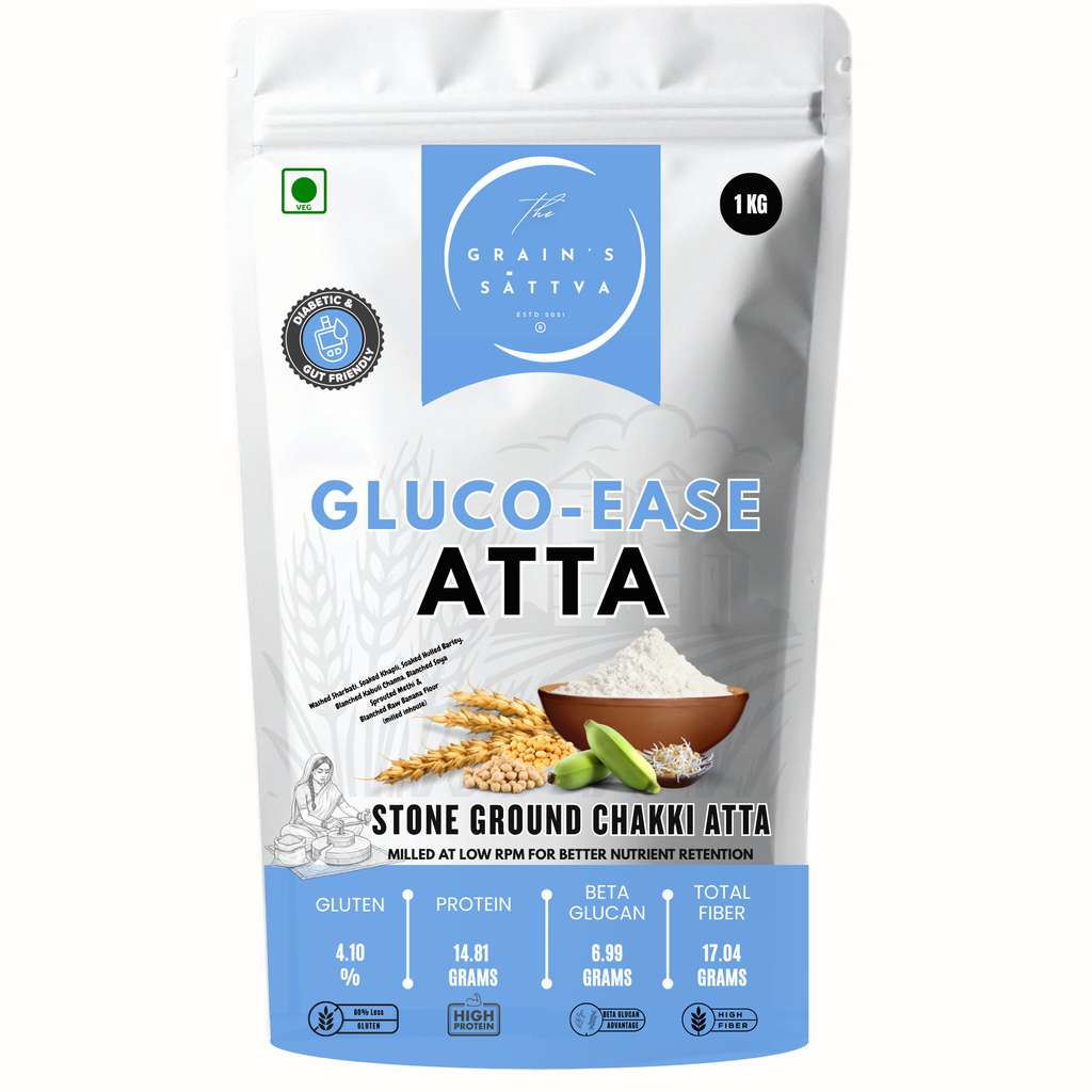 GLUCO EASE DIABETIC CARE ATTA (With Raw Banana & Resistant Starch Flour – High Protein, Low Carb & Fiber-Rich)