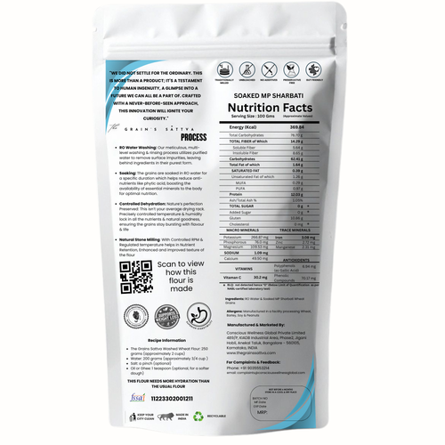 ACTIVATED MP SHARBATI ATTA ( Stone Ground MP Sharbati Wheat | Soaked for Better Digestion & Higher Nutrient Absorption) | 2 KG