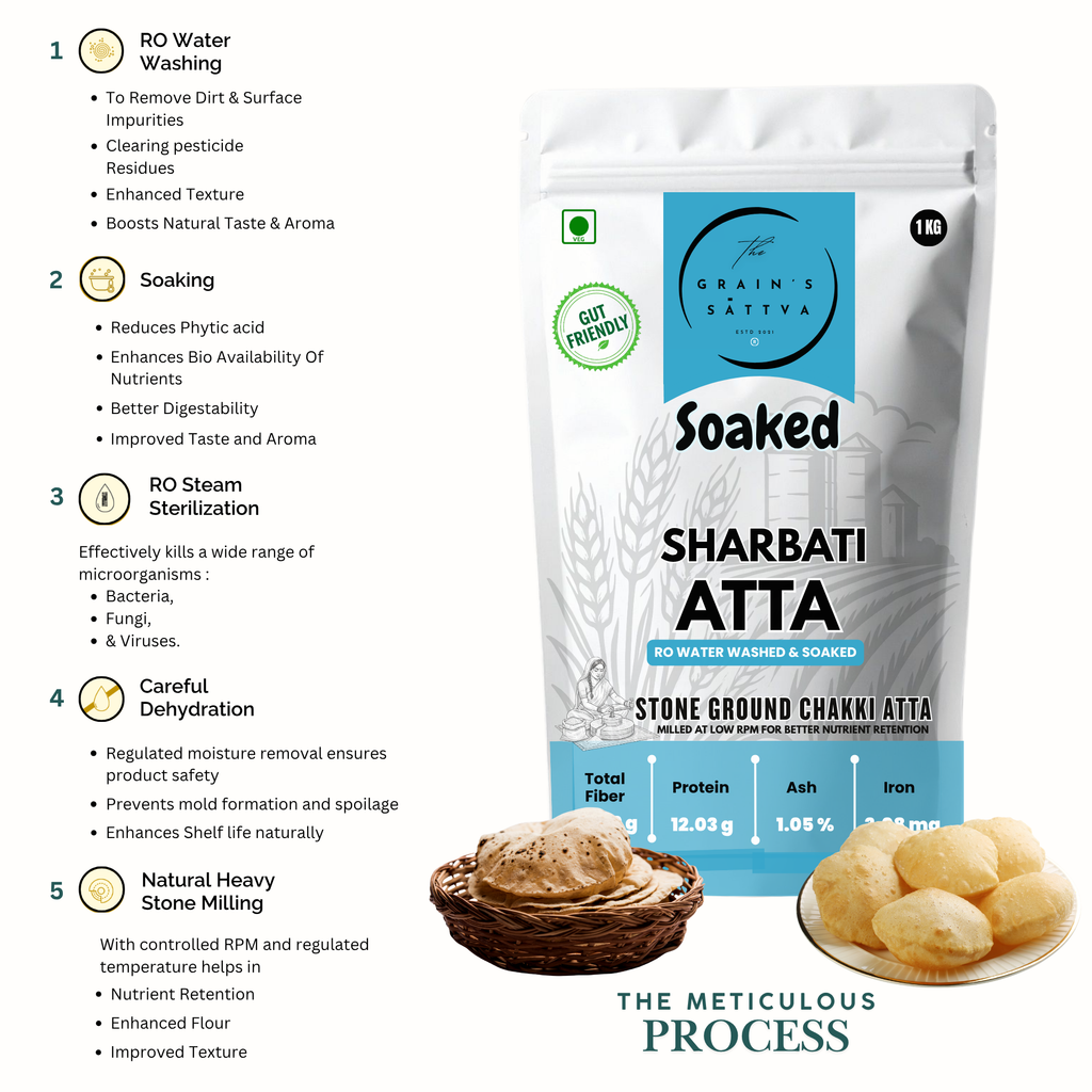 ACTIVATED MP SHARBATI ATTA ( Stone Ground MP Sharbati Wheat | Soaked for Better Digestion & Higher Nutrient Absorption) | 2 KG